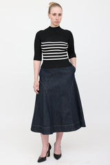 Khaite Ribbed Striped Mock Neck Top