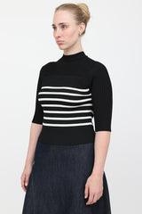 Khaite Ribbed Striped Mock Neck Top