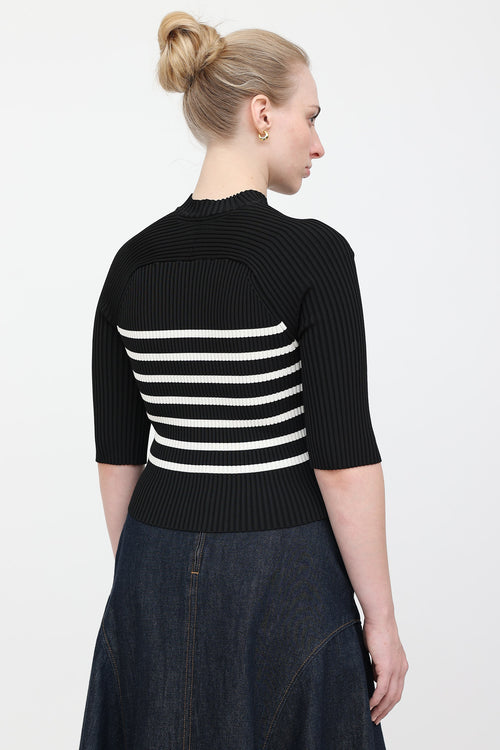 Khaite Ribbed Striped Mock Neck Top