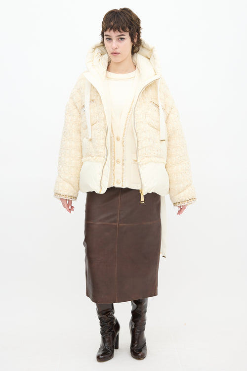 Khrisjoy Cream Tweed Khris Down Puffer Jacket