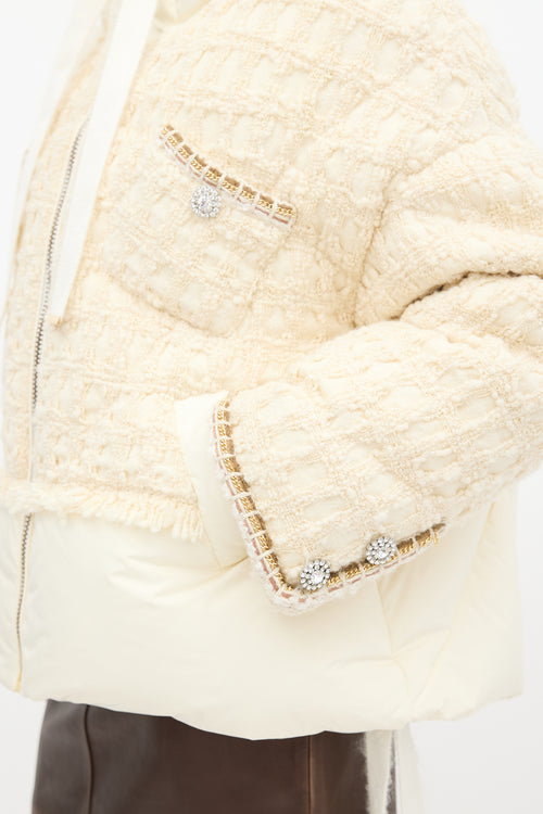 Khrisjoy Cream Tweed Khris Down Puffer Jacket