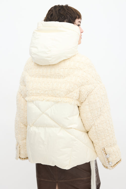 Khrisjoy Cream Tweed Khris Down Puffer Jacket