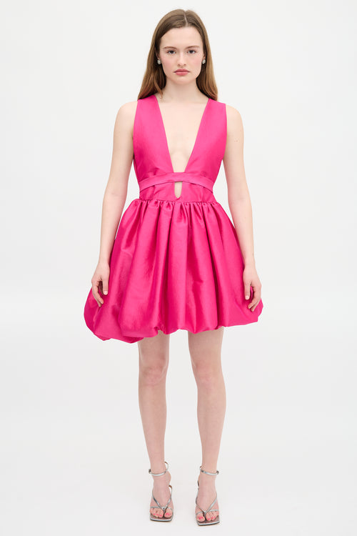Kika Vargas Taffeta Hilma Plunge Dress