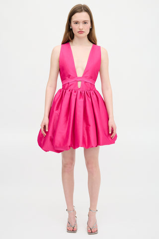 Kika Vargas Taffeta Hilma Plunge Dress