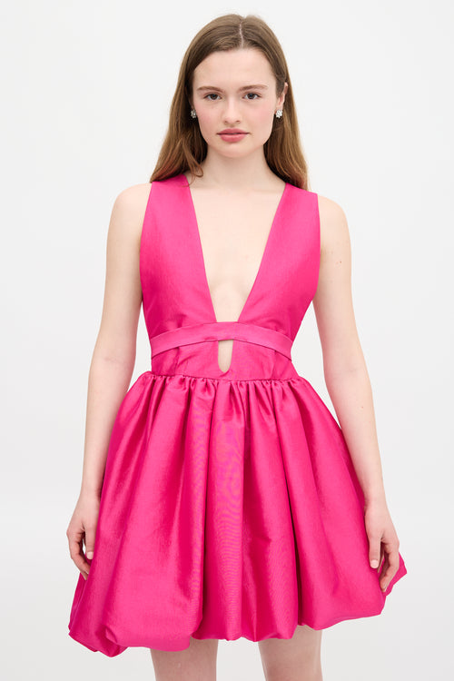 Kika Vargas Taffeta Hilma Plunge Dress
