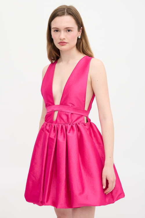 Kika Vargas Taffeta Hilma Plunge Dress