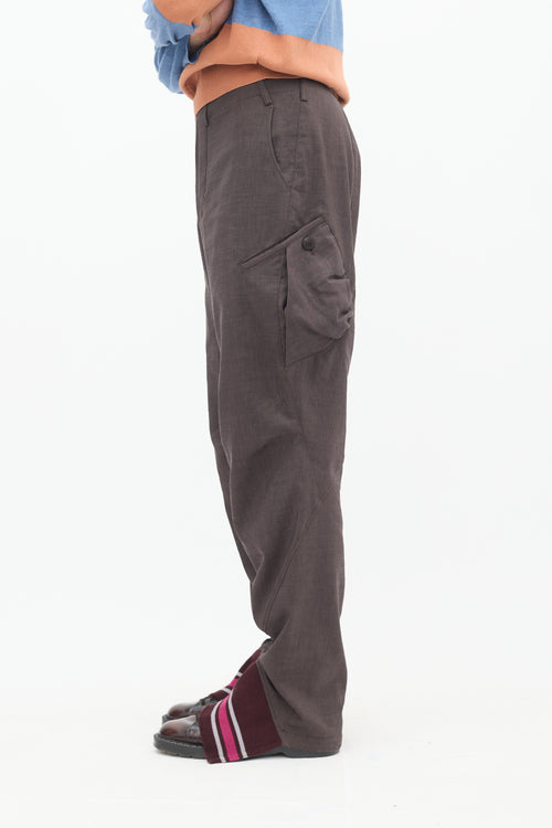 Kiko Kostadinov Brown Tapered & Cutout Hem Pant