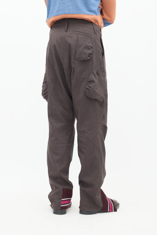 Kiko Kostadinov Brown Tapered & Cutout Hem Pant