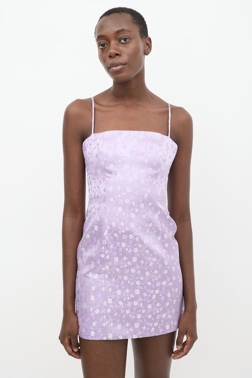 Kim Shui Purple Floral Satin Mini Dress