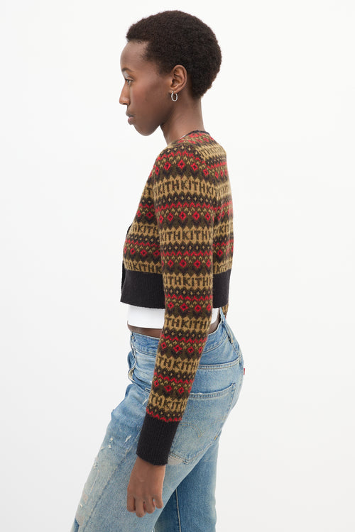 Black & Multicolour Knit Cropped Cardigan