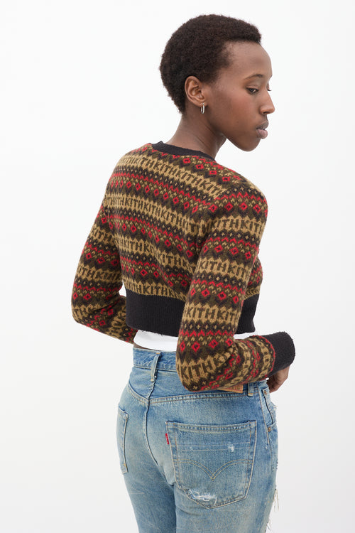 Black & Multicolour Knit Cropped Cardigan