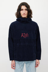 Kith Navy & Burgundy Corduroy Logo Hoodie