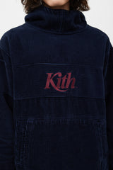 Kith Navy & Burgundy Corduroy Logo Hoodie