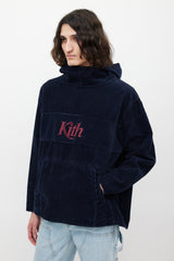 Kith Navy & Burgundy Corduroy Logo Hoodie