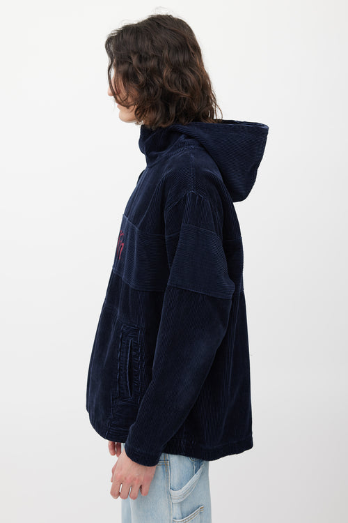Kith Navy & Burgundy Corduroy Logo Hoodie
