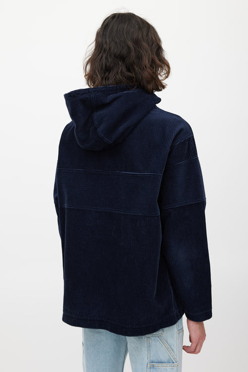 Kith Navy & Burgundy Corduroy Logo Hoodie
