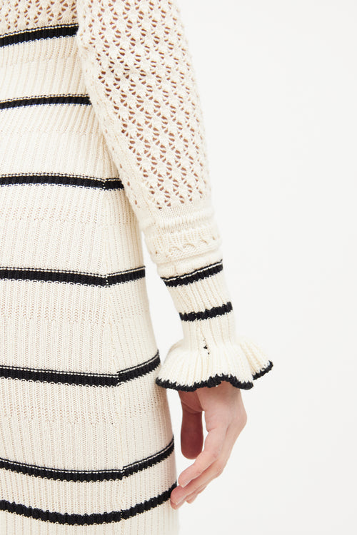 Kivari Cream & Black Knit Striped Dress