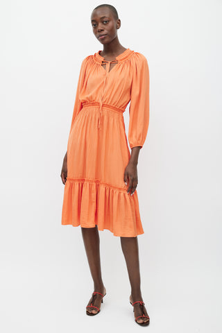 Kobi Halperin Orange Kassi Pleated Dress
