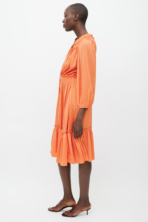 Kobi Halperin Orange Kassi Pleated Dress