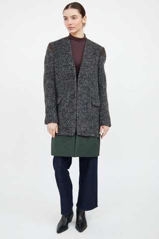 Kolor Grey & Green Wool Panelled Coat