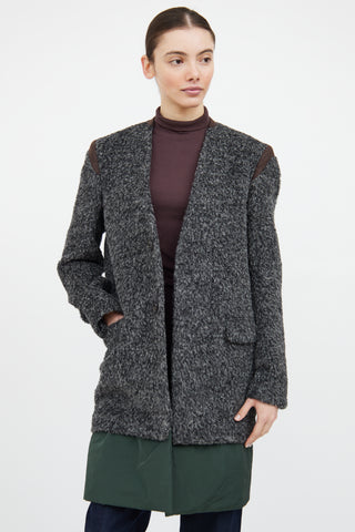 Kolor Grey & Green Wool Panelled Coat