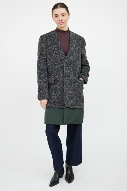 Kolor Grey & Green Wool Panelled Coat