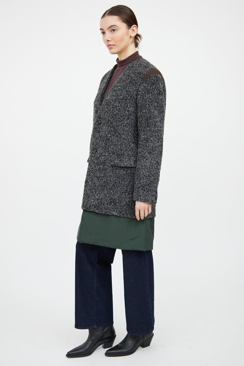 Kolor Grey & Green Wool Panelled Coat