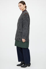Kolor Grey & Green Wool Panelled Coat