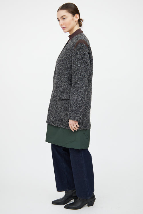 Kolor Grey & Green Wool Panelled Coat