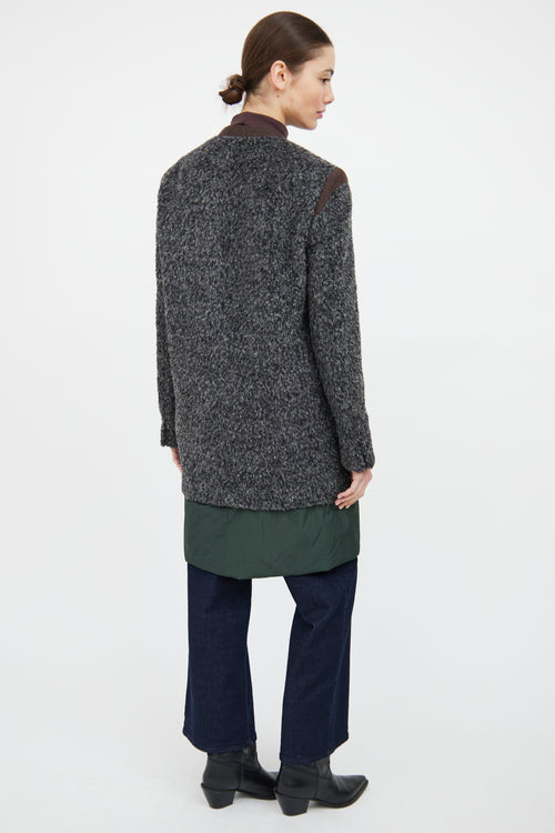 Kolor Grey & Green Wool Panelled Coat