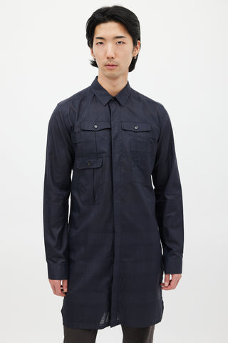 Kris Van Assche Black Cotton Check Multi Pocket Shirt
