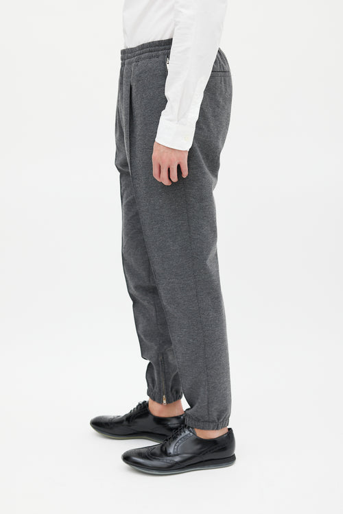 Kris Van Assche Grey Cotton & Wool Pintuck Jogger