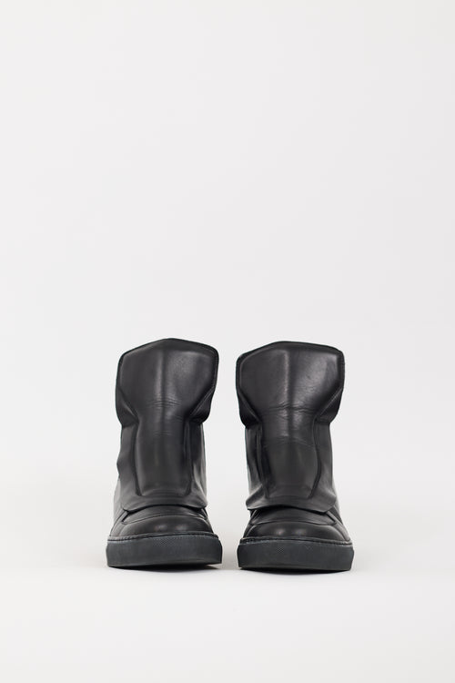 Kris Van Assche Black Leather Panelled High Top Sneaker