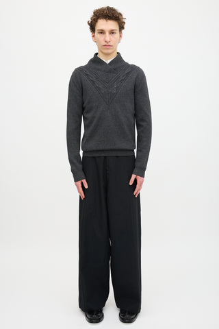 Kris Van Assche Wool Crossover High Neck Sweater