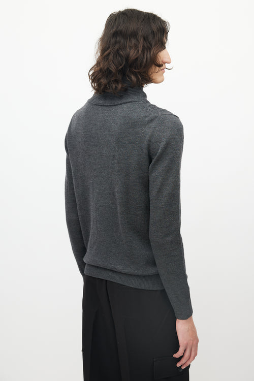 Kriss Van Assche Grey Knit Ribbed Mockneck Sweater