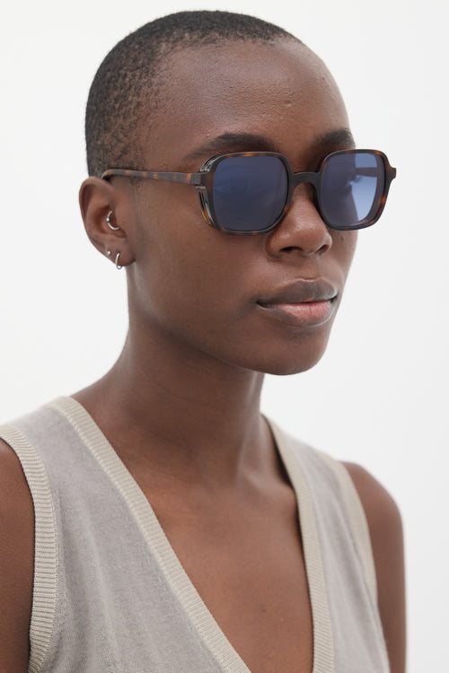 L.G.R. Brown Marbled Manda Explorer Square Sunglasses