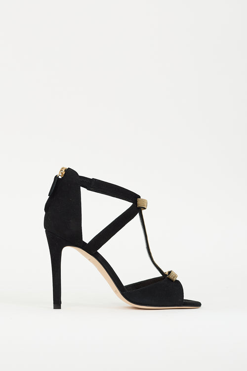 L.K Bennett Black Suede Caged Heel