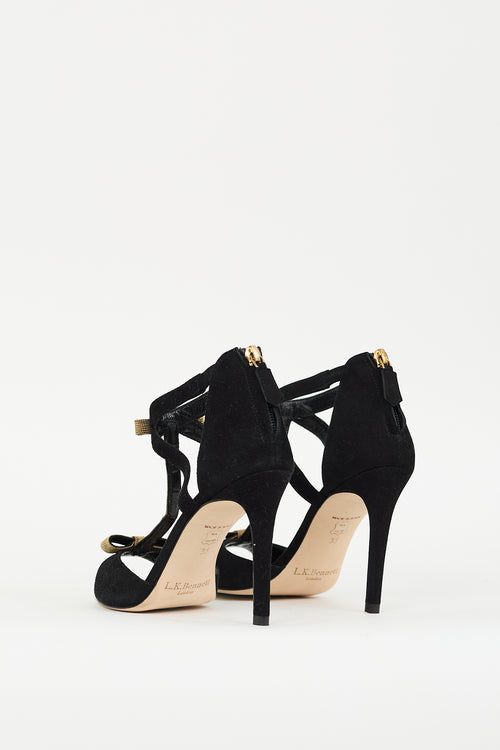 L.K Bennett Black Suede Caged Heel