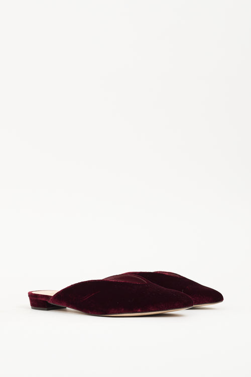 L.K Bennett Burgundy Velvet Catrina Mule