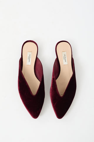 L.K Bennett Burgundy Velvet Catrina Mule