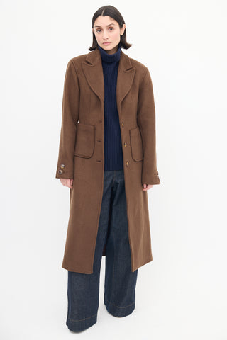 L'Academie Brown Wool Marianna Long Coat