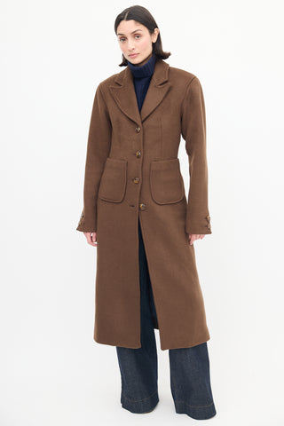 L'Academie Brown Wool Marianna Long Coat