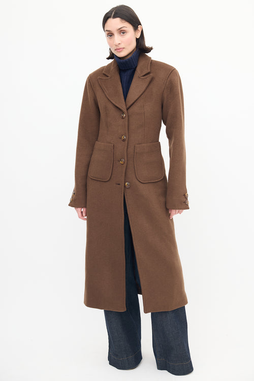 L'Academie Brown Wool Marianna Long Coat