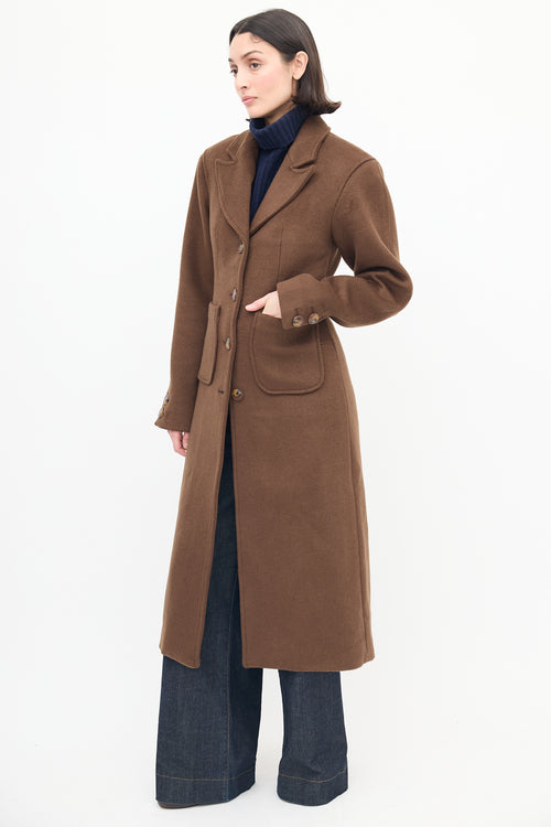 L'Academie Brown Wool Marianna Long Coat