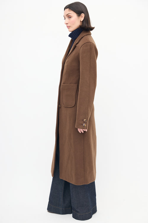 L'Academie Brown Wool Marianna Long Coat