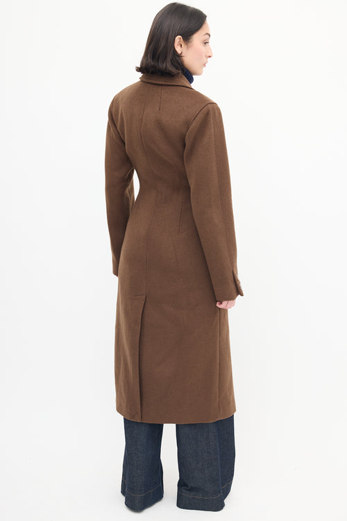 L'Academie Brown Wool Marianna Long Coat