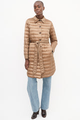 Lafayette 148 Brown Down Puffer Belted Coat