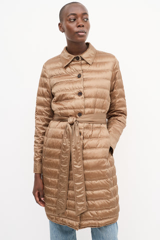 Lafayette 148 Brown Down Puffer Belted Coat