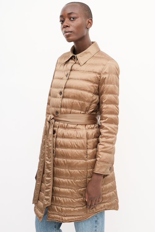 Lafayette 148 Brown Down Puffer Belted Coat