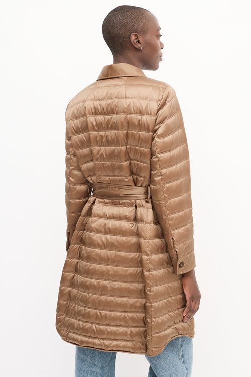 Lafayette 148 Brown Down Puffer Belted Coat